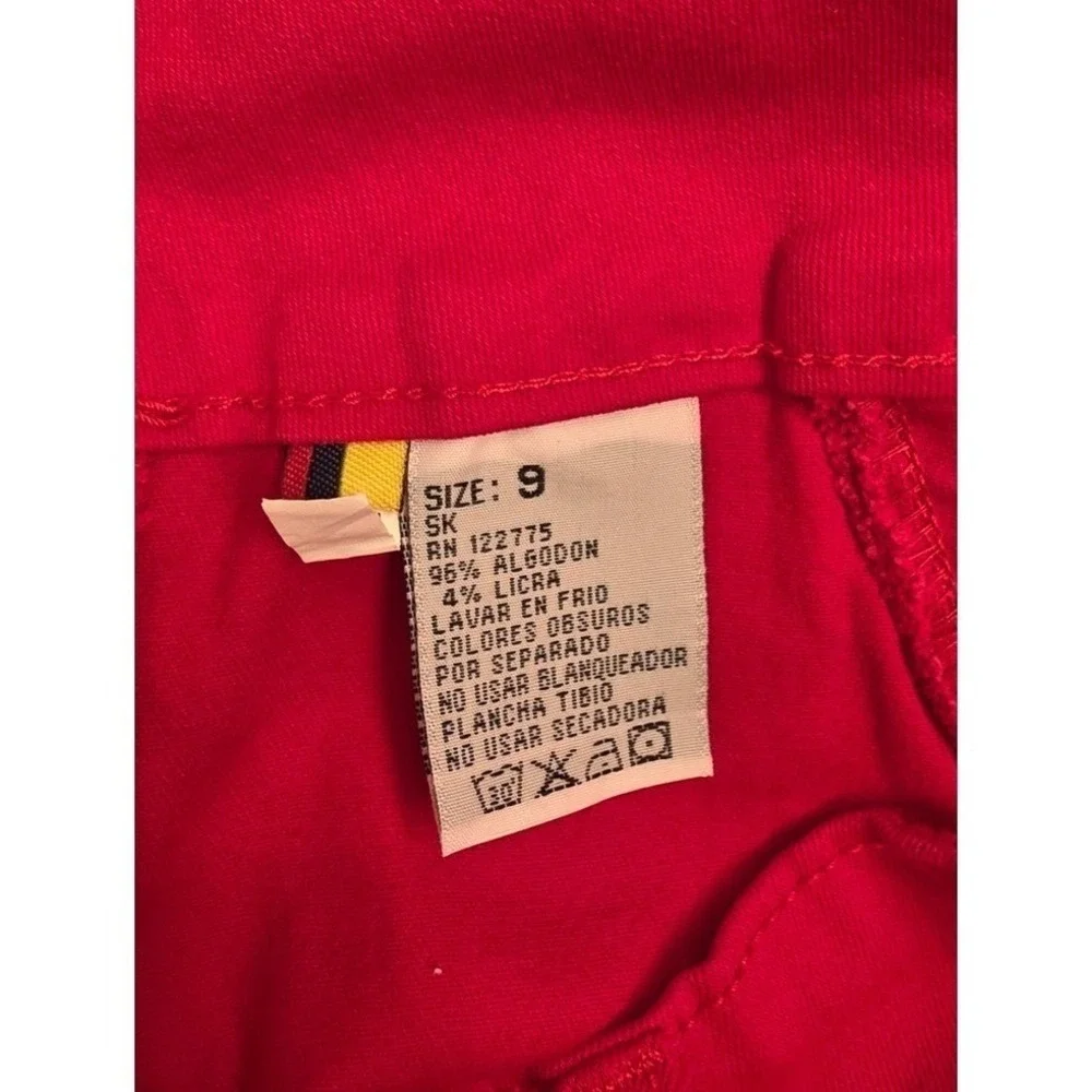 Silver Diva‎ Red Distressed Skinny Jeans High Rise Rhinestone Pocket Size 9